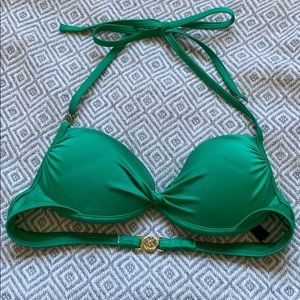 Emerald green triangle halter top bathing suit